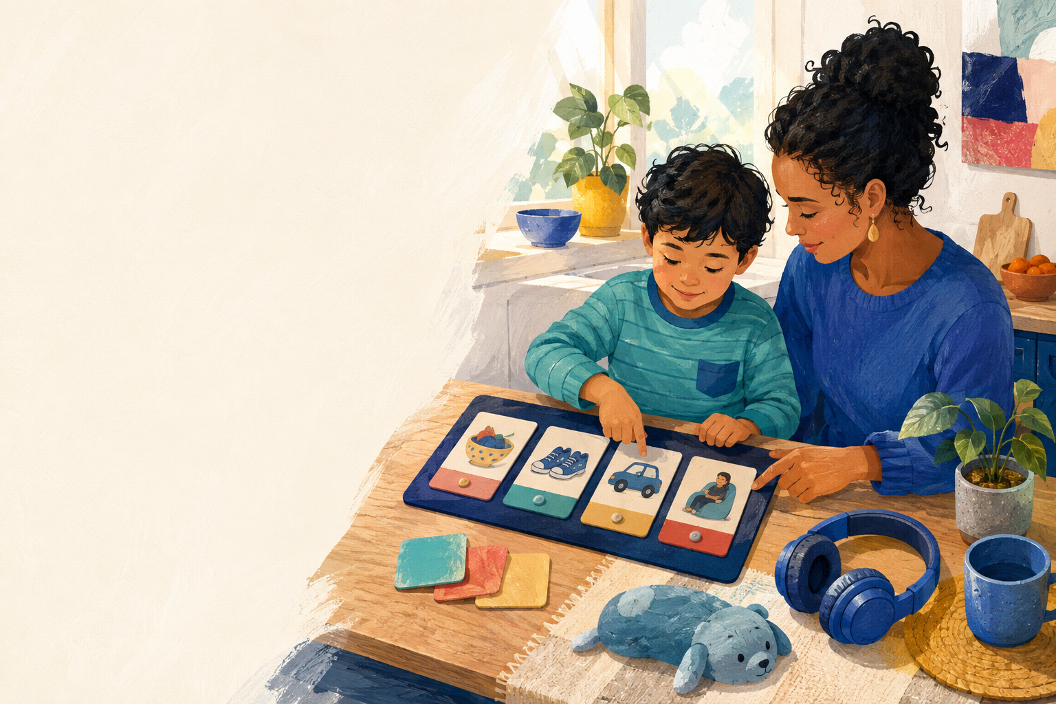 A family using a visual routine together